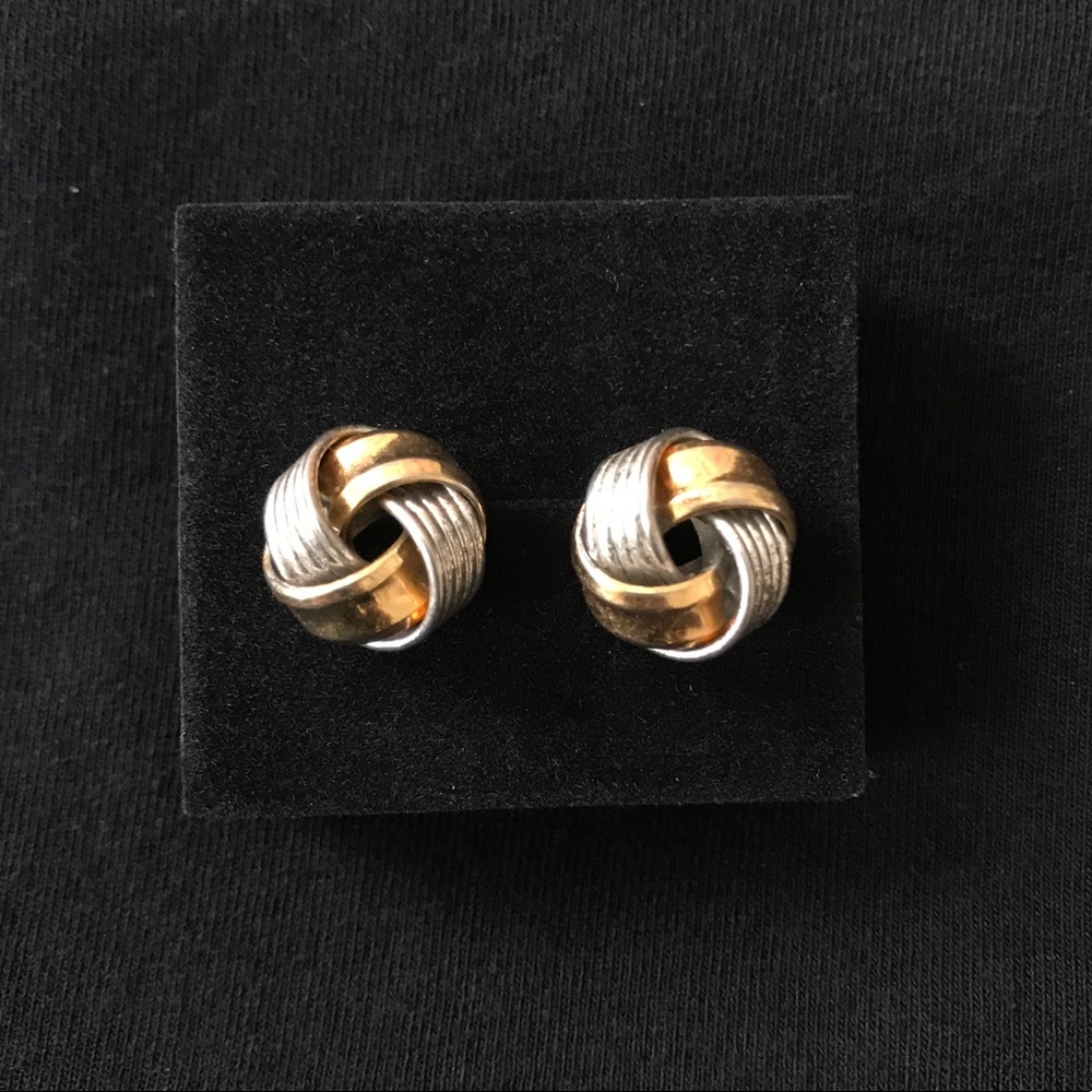 Vintage Two Tone knot stud earrings